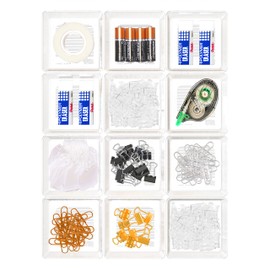 SimpleHouseware Clear Plastic Drawer Organizer for Office Bin Desk Storage,12-Pack (8.3 cm x 8.3 cm)