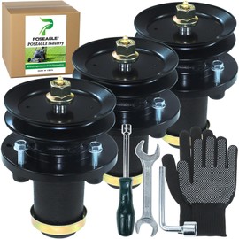 POSEAGLE 3 Pack Pre-Greased 539131898 Spindle Assembly with 532173435 Spindle Pulley Replaces 532173435, 129206, 153532, 173435, 532153532 for Huqvarna TS 354 D, TS 354 XD Ride Mowers