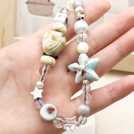 MOTOFITOOL Beaded Camera Wrist Strap Cute Digital Camera Charm Lanyard Phone Charms Beaded Keychain Camera Wrist Strap with Shell Beads Charms for Women