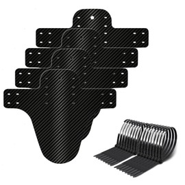 LHOEST 4 Pieces Mudguards Mountain Bike, Carbon Fibre Texture Bicycle MTB Mudguard with 40 Ties, Splash Guard Bicycle Front Rear Mudguard for 20/24/26/27.5/29 Inch Mountain Bike