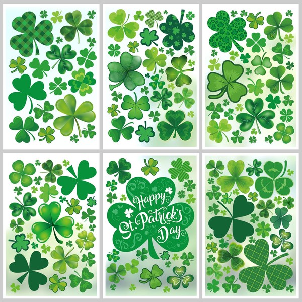 YOTNUS St-Patricks-Day-Window-Clings-Decorations, 9 Sheets St Patrick's Day Shamrock Window Clings,