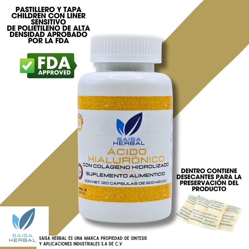 Acido Hialurónico + Colágeno Hidrolizado 120 Cápsulas Saisa Herbal