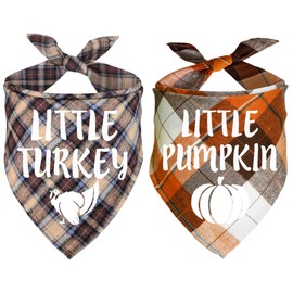 JOTFA 2 Pack Thanksgiving Dog Bandanas, Holiday Dog Bandanas Dog Thanksgiving Fall Bandanas Scarf Dog Thanksgiving Outfit for Small Medium Large Dogs Pets (Large)