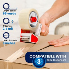 Lifetime Supplies 6 Rolls | 2.4 mil Clear | 65 Yards Each (390 Yards Total) | 2" Premium Packing Tape Heavy Duty Packaging Tape for Shipping Moving Stronger Thicker