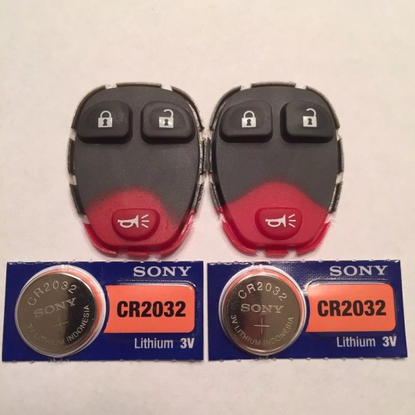 Aftermarket 2 New 3 Button Keyless Remote Pads + CR2032