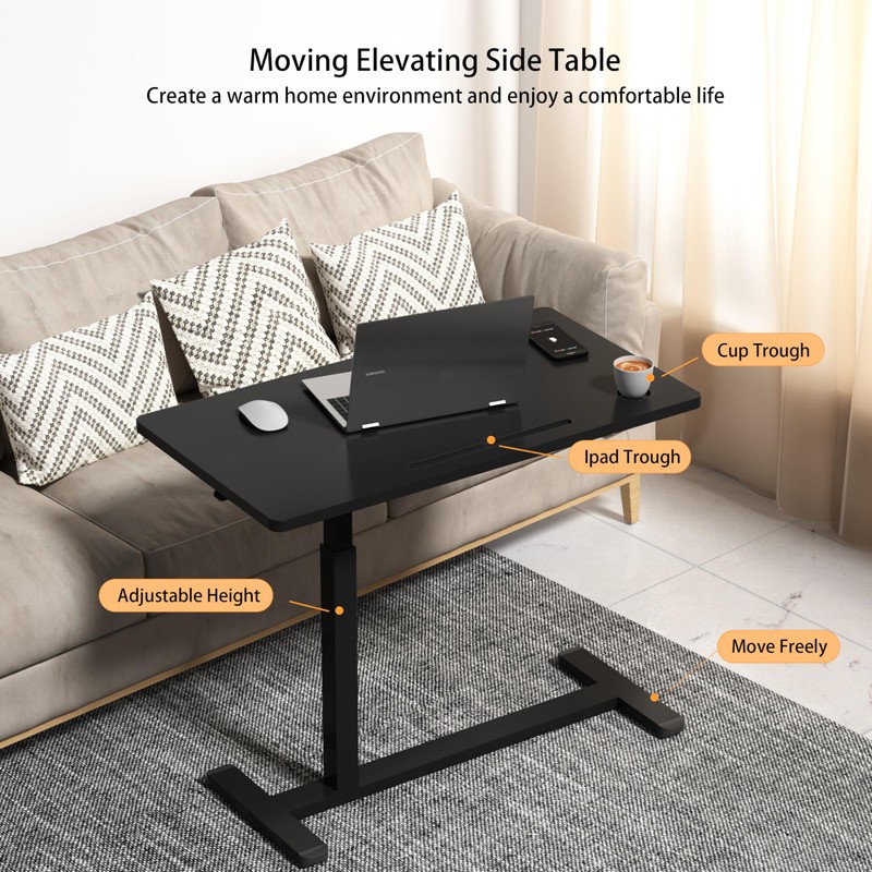 Serxis Side End Table Height Adjustable with 360° Moveable Hidden