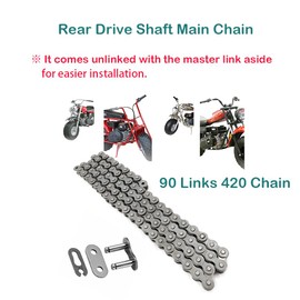 QYMOTO CT200-EX Chain CT200U Rear Drive Chain Coleman Mini Bike Chain #40 420 Chain 90 Link Chain for CT200U ex BT200X Axis M200