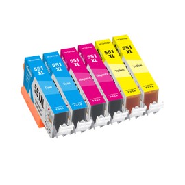 kamo CLI-551XL (6-Pack) Multipack Printer Cartridges Compatible with Canon 551 XL - for Pixma iP7250, MX925, MG6650, iP8750
