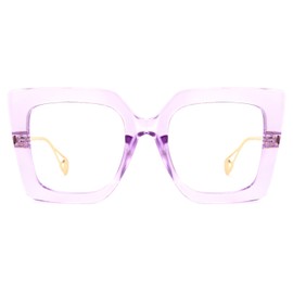 Zeelool Chic Oversized Thick Square Eyeglasses for Women with Non-prescription Clear Lens Qatar ZOP01892-07 Light-Purple