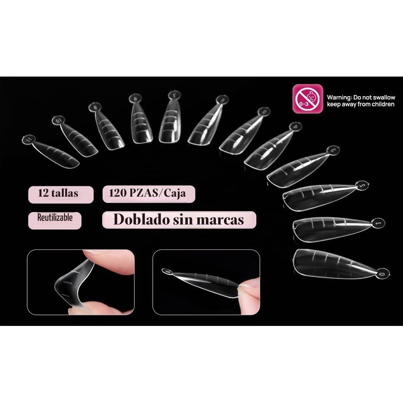 krofaue Dual Forms Poly Extension Gel Dual Forms 120Pcs Formas