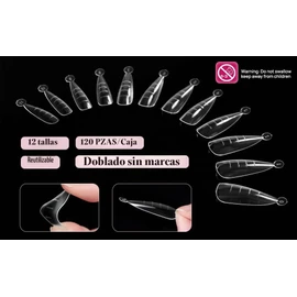 krofaue Dual Forms Poly Extension Gel Dual Forms 120Pcs Formas de Uñas Duales Con 12 Tamaños Stiletto False Nail Moldes Lady Almond Style Full Cover B
