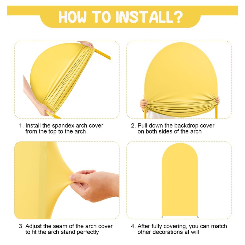 Yellow Arch Backdrop Covers - 7.2FT, 6FT Spandex Fitted Wedding