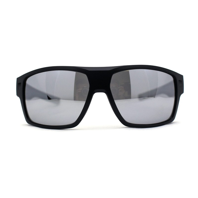 Locs Large Wrap Rectangle Color Mirror Gangster Plastic Sunglasses Black