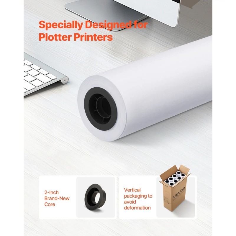 Wide Format Plotter Paper Roll 24 In X 150 Ft