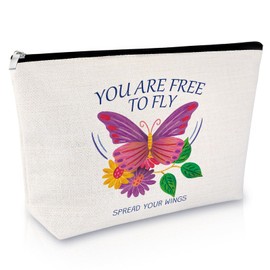 Inspirational Butterfly Lover Gifts for Women Butterfly Makeup Bag for Her Daughter Sister Funny Birthday Christmas Graduation Gift Cosmetic Bag Animal Lover Gifts Zipper Travel Toiletry Pouch