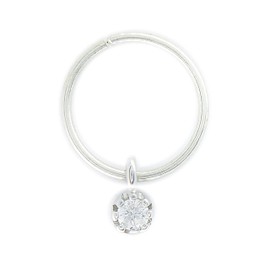 18g Septum Nose Hoop Silver Ring Pierced Body Dangle Diamond (sterling-silver, 10mm)