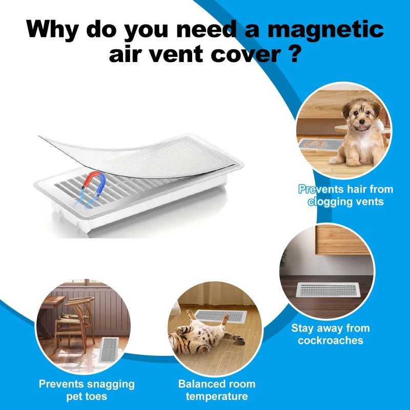 6-Pack White Magnetic Vent Covers 4.7x10.2 Inch - Universal Fit