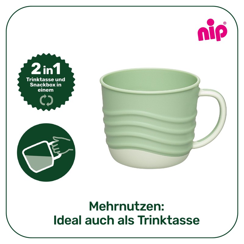 nip 2-in-1 snack box, shatterproof snack cup with lid for