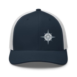 RIVEMUG The North Star Platinum Trucker Hat Trendy Outdoor Navigation Compass Polaris Baseball Cap Adjustable Men & Women