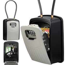 Extra Large Key Storage Security Lock,V-Resourcing Re-settable 4 Digit Combination Lock Box with Removable Chain,Share and Secure Keys for Home,Office,Garage etc
