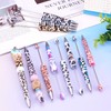 Beadthoven 12pcs Plastic Beadable Pens Set Beaded Ballpoint Pens Leopard