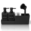 Kitchen Soap Dispenser Set for Sink Organization – 4-in-1 Black