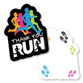 Big Dot of Happiness Set the Pace - Running - Shaped Thank You Cards - Track, Cross Country or Marathon Party Thank You Note Cards with Envelopes - Set of 12