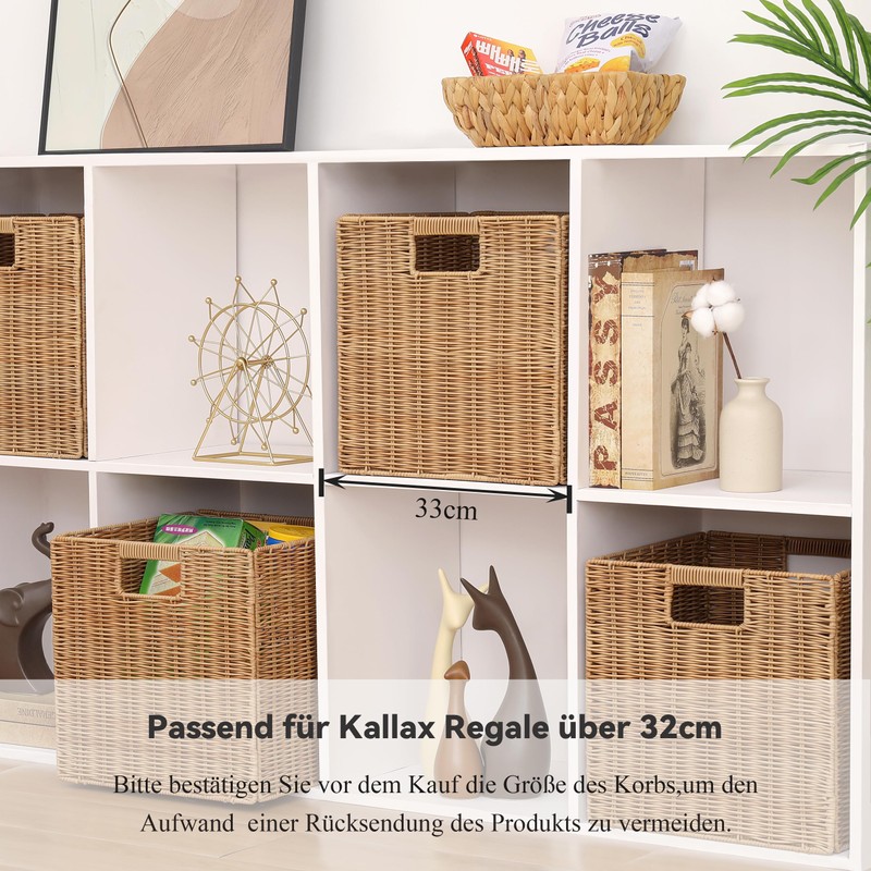 12x12x12inch Plastic Wicker Cube Baskets Large Square Foldable Handwoven Laundry