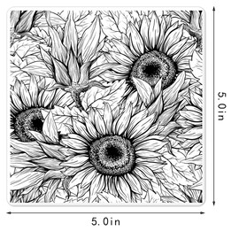 Estivaux Spring Sunflowers Background Clear Stamps for Card Making and Journaling, Thanksgiving Flowers Silicone Stamps Floral Leaves Rubber Stamps for Scrapbooking DIY Cards Album Crafts Supplies