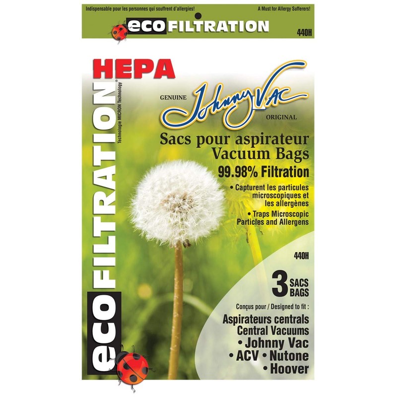 Johnny Vac 440H HEPA central vacuum bags (3-pk) - Replaces