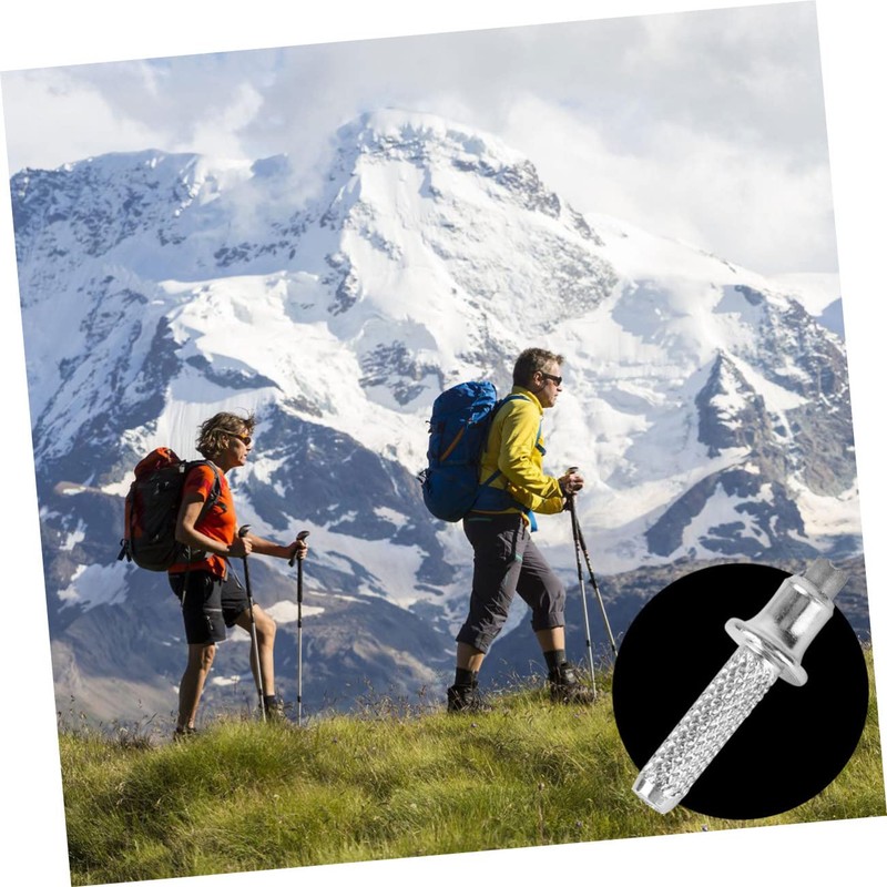 Kisangel 6pcs Replaceable Carbon Steel Alpenstock Rod Tips Climbing Accessories
