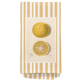 Yomisex Summer Lemon Kitchen Towels, Lemon Themed Gifts Dish Tea Towels for Kitchen, Yellow Striped Fruit Lover Decorative Hand Towels for Bathroom, 16x24 Inch