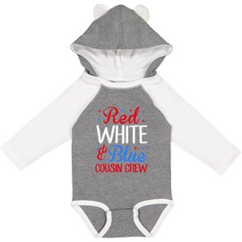 inktastic Red White and Blue Cousin Crew - 4th Of July Long Sleeve Creeper 12 Months Granite & White W Ears 45bcc
