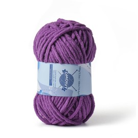 Chunky Chenille Yarn for Crocheting，Baby Yarn for Crocheting Soft Blankets，Bulky Yarns for Crochet Amigurumi，100g (74.3yds) Fluffy Velvet Yarns for Hand Knitting (Purple)