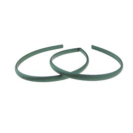 Pair of 2 Slim Thin 1cm Satin Covered Teens Girls Bridesmaid Basic Party Satin Plain DIY Alice Headband Hairband Head Hair Band Kids School Uniform (Forest Green, One Size)