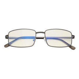 CessBlu Blue Light Filter Computer Glasses Anti Screen Glare Blocking UV Rays Reading Eyeglasses for Men (Gunmetal)+4.0
