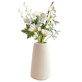 Florero de Cerámica Moderno,Estilo Escandinavo Moderno,Florero Moderno de Mesa de Café para Boda, Decoración del Hogar,Oficina Flores Secas y Florero Fresco (Beige)
