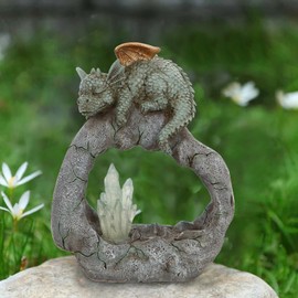 qzzwbbtc Solar Powered Dragon Statue ，Garden Decor with Crystal LED Lights Handmade Waterproof Resin Dinosaur Outdoor Patio Lawn Sculpture Perfect Christmas (Crystal Dragon)