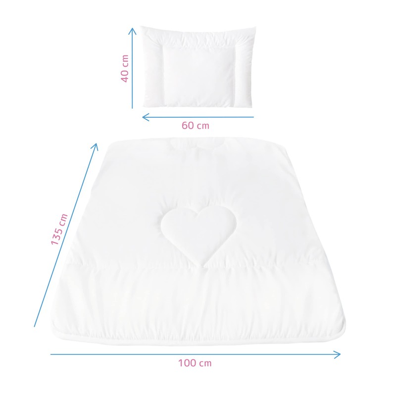 Baby Duvet Quilt 135x100 cm + Flat Pillow All Seasonal