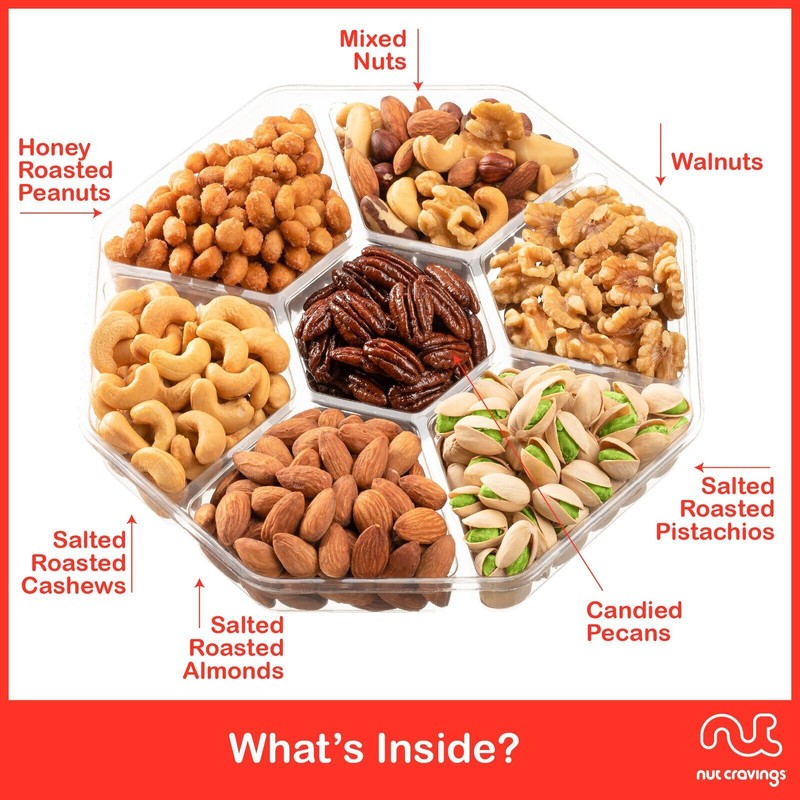 Nut Cravings Gourmet Nut Gift Basket in Red Box, Elegant