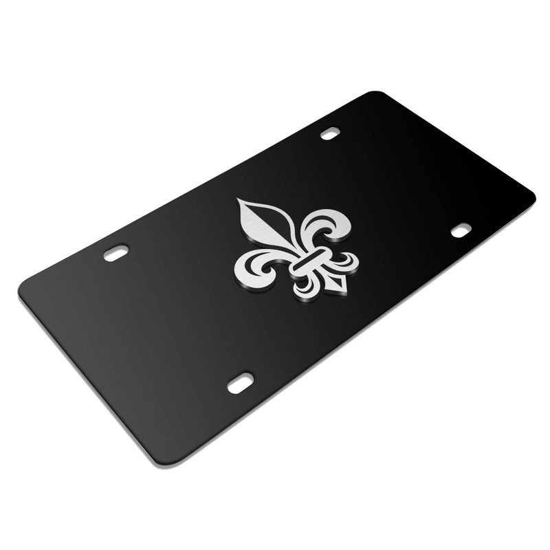 iPick Image Fleur-de-Lis FDL 3D Black Stainless Steel License Plate