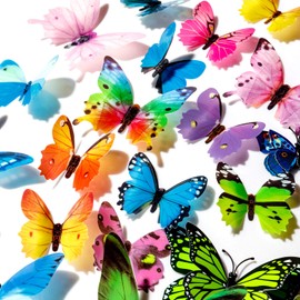 120PCS 3D Colorful Butterfly Wall Stickers, Butterfly Wall Decals, Removable Butterflies DIY Art Decor Crafts for Party Offices Bedroom Room Sticker Set | ZAUGONTW