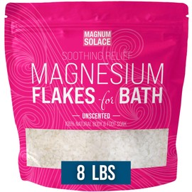 Magnesium Flakes for Bath - Magnesium Chloride Flakes Organic Pure - Unscented, 8 LBS