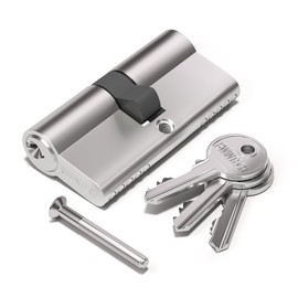 Bwintech 70mm(35/35) Nickel Euro Cylinder Lock,Door Barrel Lock,Key/Key with 3 Standard Keys,Anti-Pick,Anti-Bump,Anti Drill,High Security for UPVC,Wooden,Composite Doors