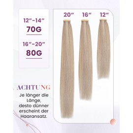 LaaVoo #P18/613 Real Hair Ponytail Extensions Blonde Hair Extensions Braid Remy Ash Blonde Highlight Bleached Blonde 35 cm