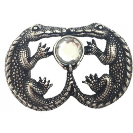 BELTINGER Stone of the Crocodils Belt Buckle 4.0 cm | Buckle Interchangeable Buckle Belt Buckle 40 mm Solid | High-Quality Rhinestone, silver