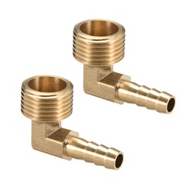 sourcing map Brass Barb Hose Fitting, 90 Degree Elbow 8mm Barbed to G1/2 Male Pipe Adapter Connector 2pcs