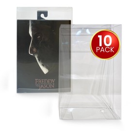 EVORETRO Action Figure Display Case for NECA Ultimate Action Figure 7 inches with Hanger - 10-Pack 0.40 mm Thick, Clear, Scratch Resistant, Stackable, PET Plastic Protective Cases