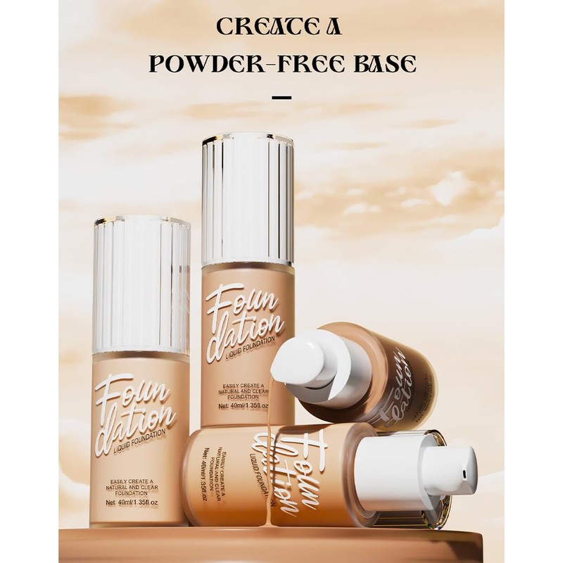 Nekoogirl Foundation,Matte Foundation Concealer Full Coverage,Natural,Oil-Control &Waterproof Foundation Makeup For