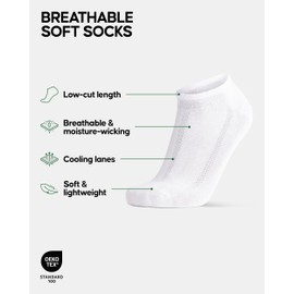 DANISH ENDURANCE 6-Pack Low-Cut Bamboo Viscose Ankle Socks for Men & Women, White, US Women 8-10 // US Men 6.5-8.5